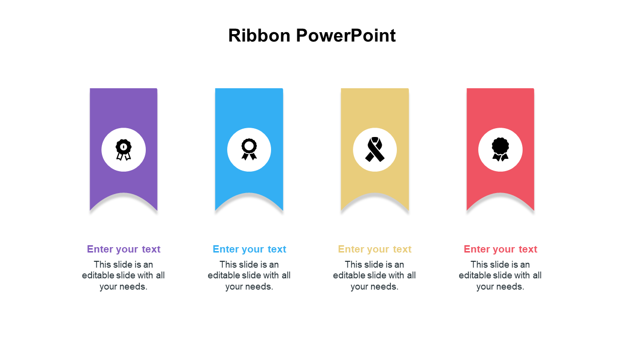 Get stunning Ribbon PowerPoint Presentation Slides